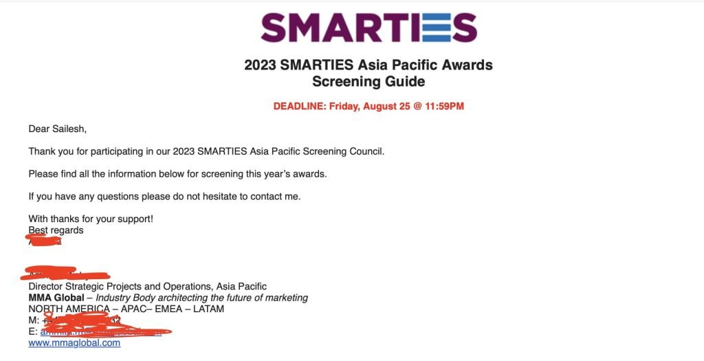 Jury and Speaker at MMA Singapore, APAC