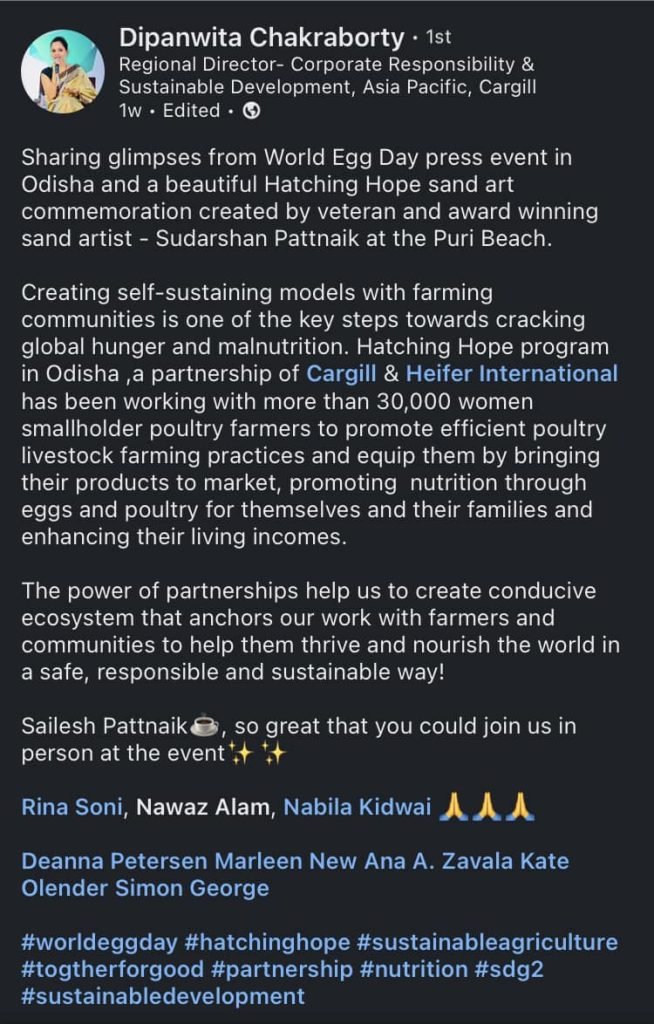 Appreciated by the Senior Leaders from Cargill