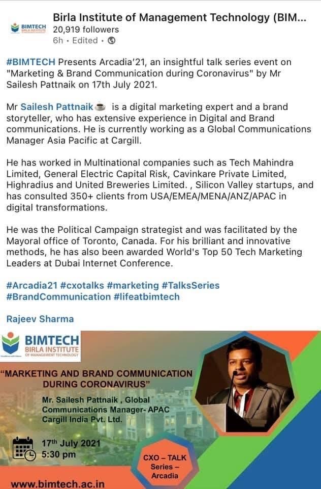 Guest Speaker -BIMTECH