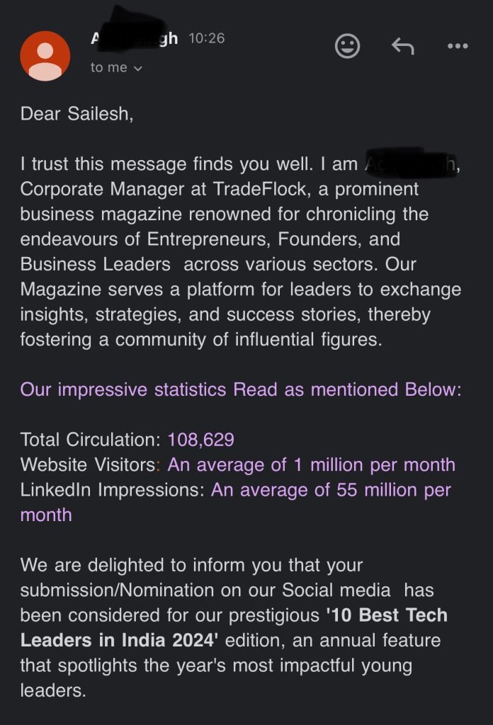 TOP 10 Tech Leaders in India Nomination