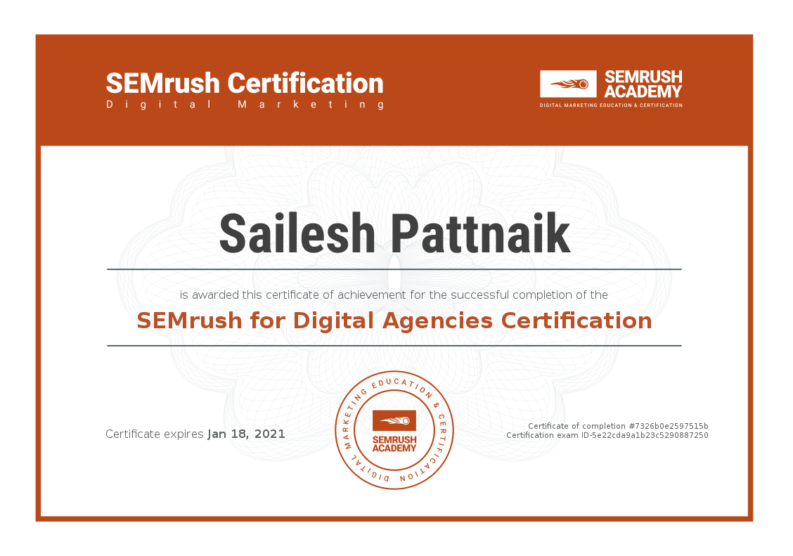 SEMRush Certifications