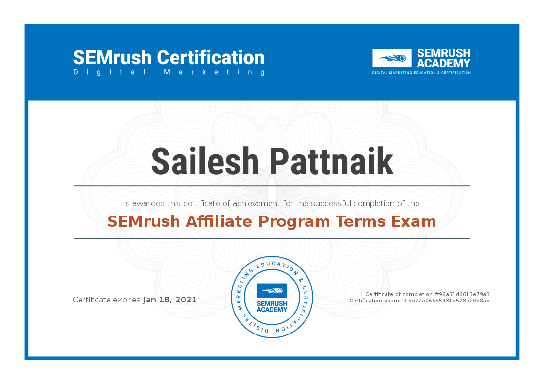 SEMRush Certifications