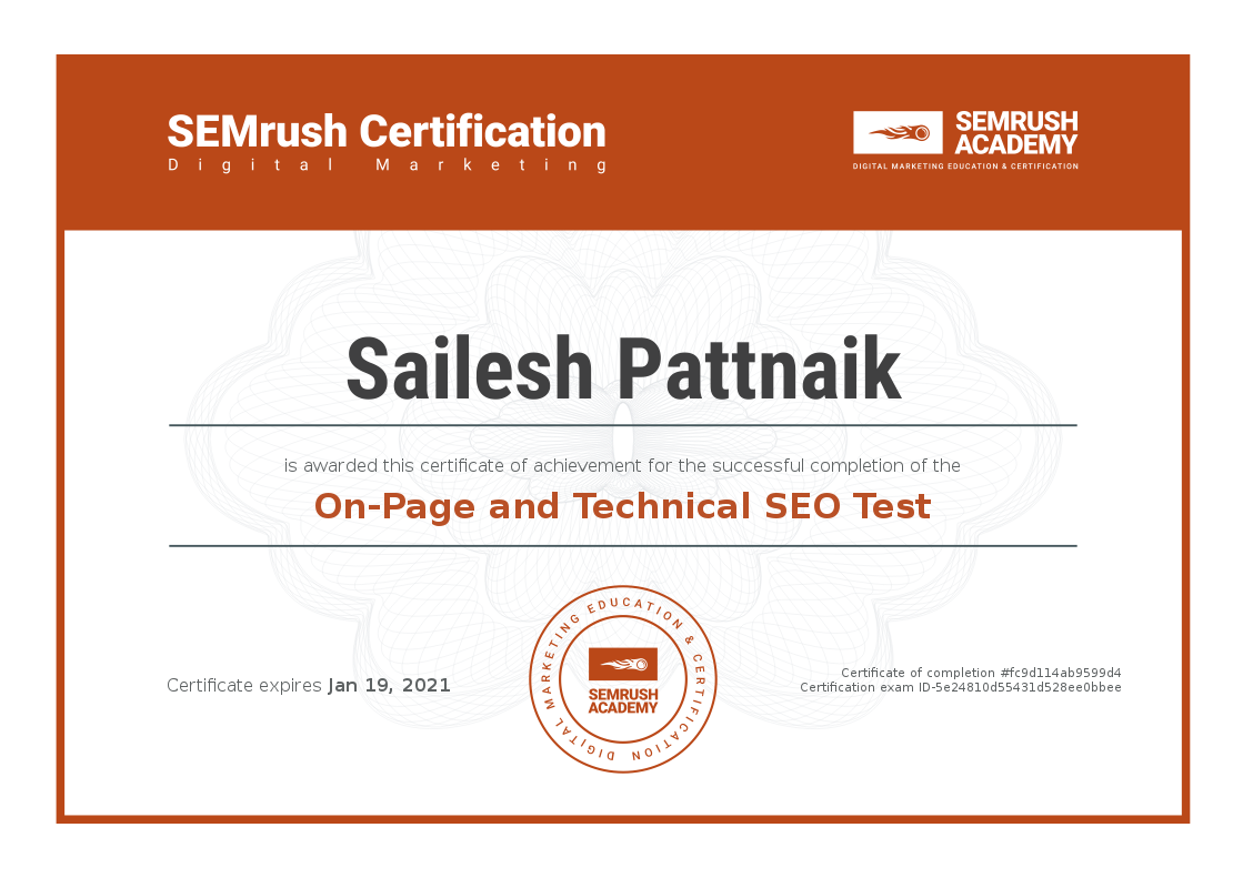 SEMRush Certifications