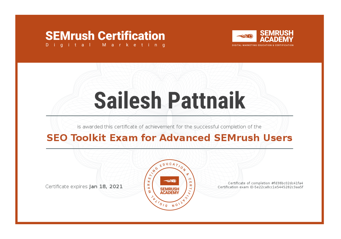 SEMRush Certifications